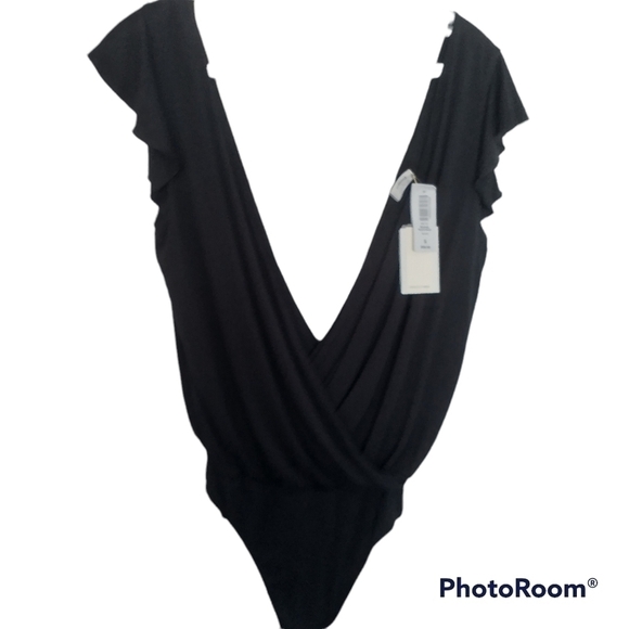 Wilfred Tops - Wilfred Nuage Bodysuit Black V Neck Ruffles Sz S